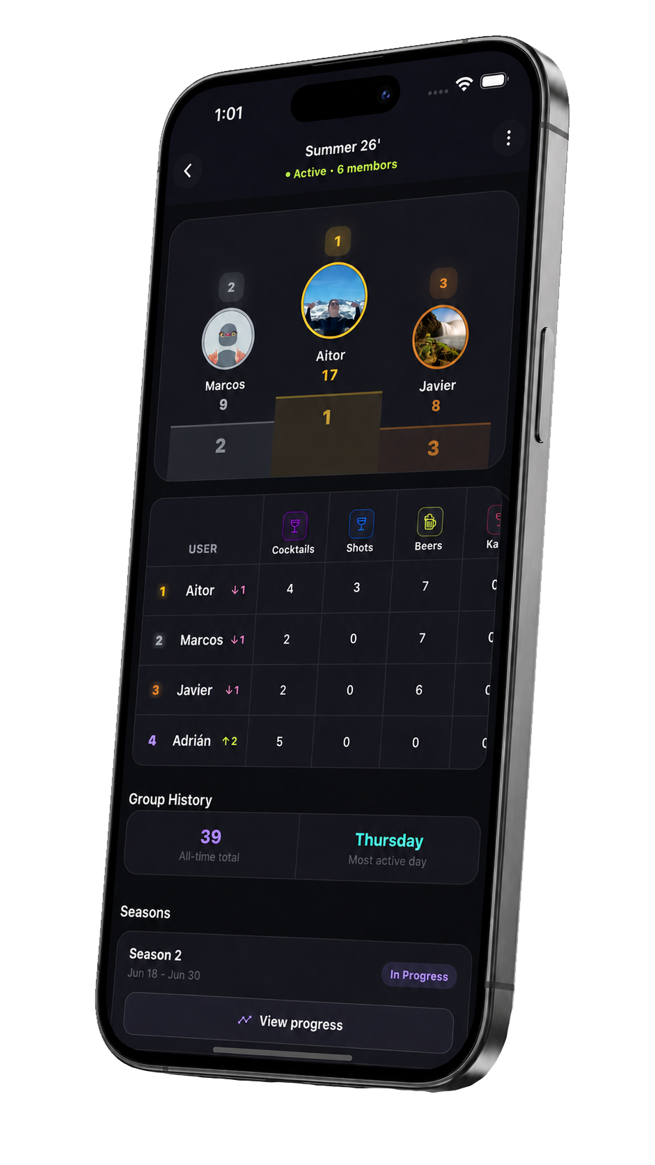 TopItUp Social Spaces leaderboard